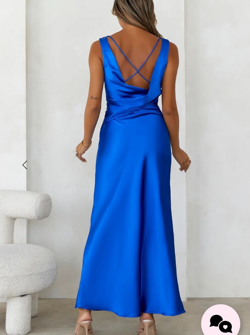 Hello Molly Womens Blue Fields Satin Maxi Dress. Sz 4 Fairy Whimsical Wedding - Picture 4 of 9